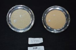 Pair of Small Round Silver Photo Frames - Birmingh