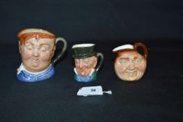 Three Royal Doulton Miniature Character Jugs