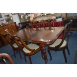 Victorian Mahogany Drawer Leaf Table 72"x40" with Six Chairs