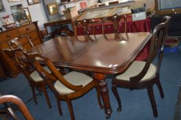 Victorian Mahogany Drawer Leaf Table 72"x40" with Six Chairs