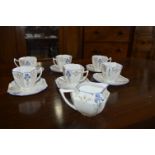 Shelley Tea Set; Six Cups & Saucers, and a Milk Jug