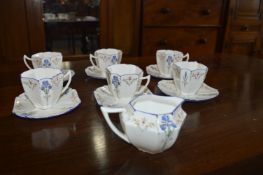 Shelley Tea Set; Six Cups & Saucers, and a Milk Jug