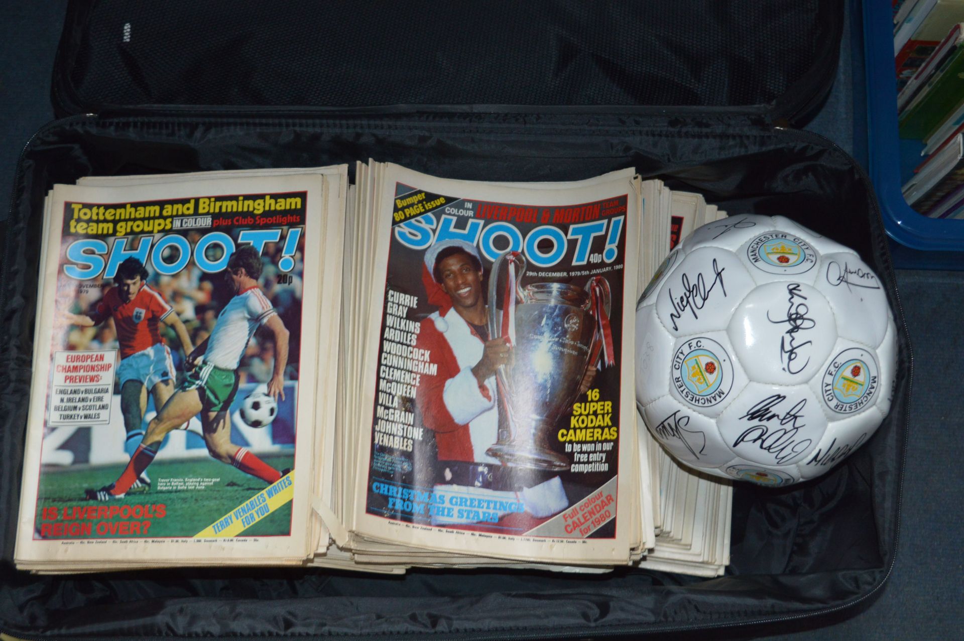 Collection of Shoot Football Magazines and Signed Manchester City Football