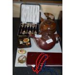 Coconut Jars, Eastern Teapot, Boxed Teaspoons and