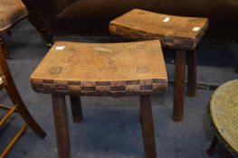 Pair of Rustic Wooden Stools