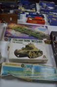Collection of Airfix and Other Model Kits Including Tanks and a Pontoon Bridge Assault Set