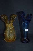 Pair of Coloured Studio Glass Vases