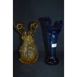 Pair of Coloured Studio Glass Vases