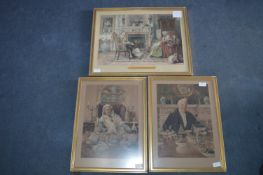 Set of Three Edwardian Coloured Engravings by W. Dandy. Sadler