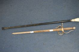 Decorative Sword and a Ivory Topped Cane (AF)