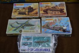 Five Boxes of Airfix, Matchbox and Revel Model Aeroplane and Tank Kits