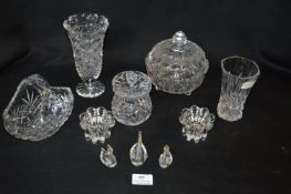 Collection of Cut Glassware Including Bowls, Vases