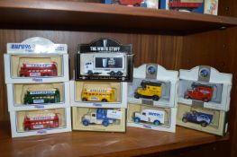 Collection of Diecast Model Delivery Vehicles and Football Buses