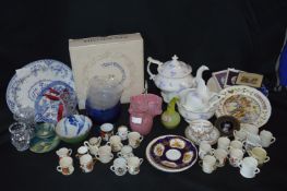 Box of Miscellaneous Pottery and Glassware Including Royal Worcester, etc.