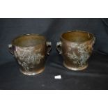 Pair of Japanese Bronze Planters