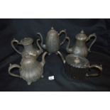 Collection of Pewter and Plated Coffee and Teapots