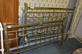 Brass 3/4 Bed Frame with Sprung Mattress Base