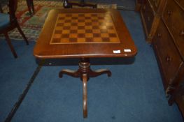 Victorian Mahogany Tilt Top Table with Chessboard Inlaid Top