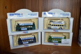 Four Boxed Diecast Model Football Buses