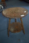 Small Carved Tripod Table with Bobbin Turned Legs