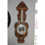 R. Stewart of Glasgow Barometer in Ornate Oak Moun