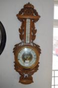 R. Stewart of Glasgow Barometer in Ornate Oak Moun