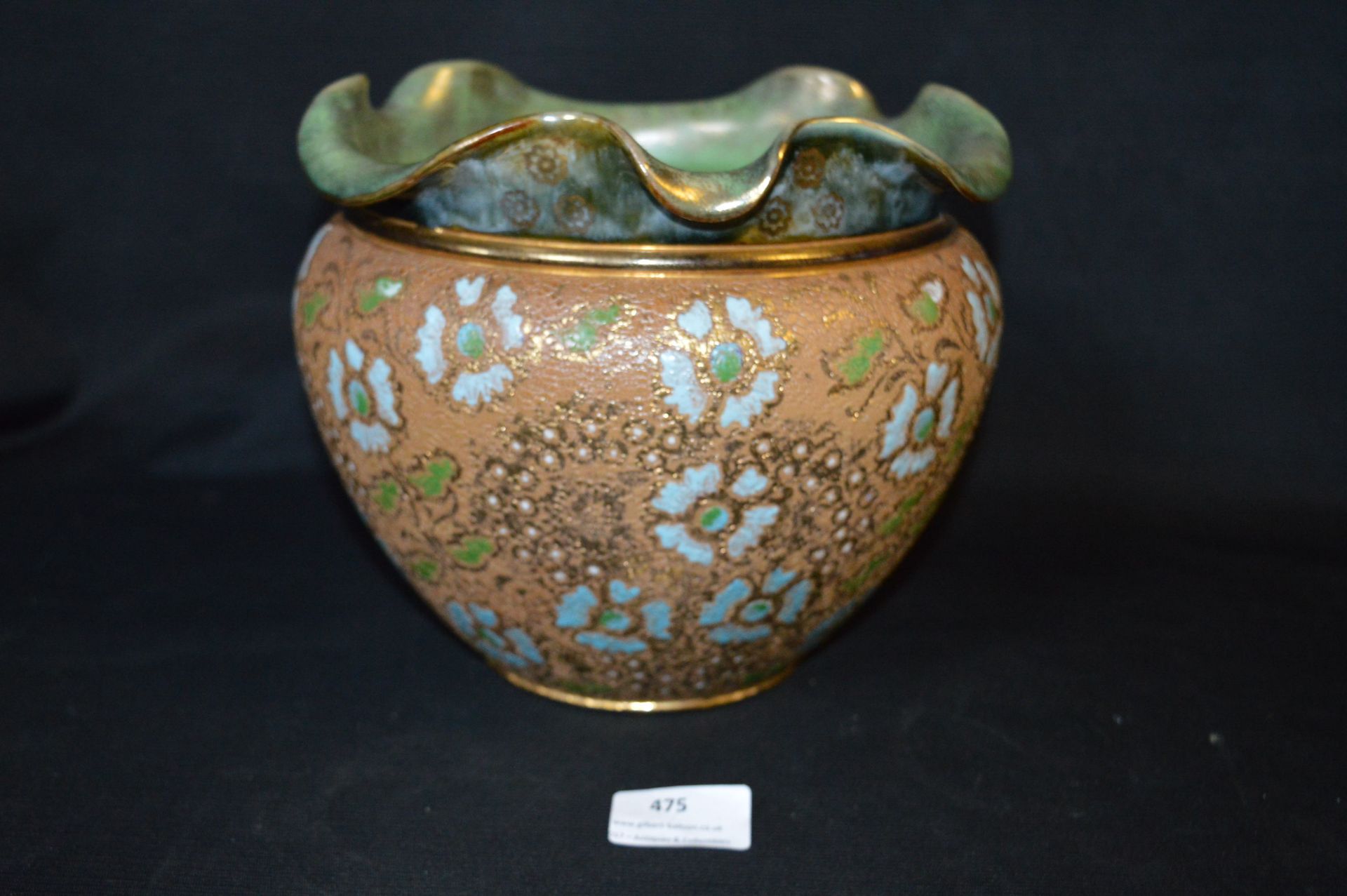 Royal Doulton Green & Gilt Floral Planter