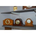 Three Wood Cased Mantel Clocks