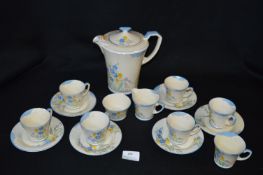 Crown Devon Art Deco Tea Service; Six Cups & Sauce