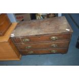 Small Three Drawer Oak Chest and Contents of Sewing Items, etc.