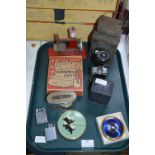 Tray Lot of Miscellaneous Collectibles Including Compacts, Miniature Sewing Machine, etc.