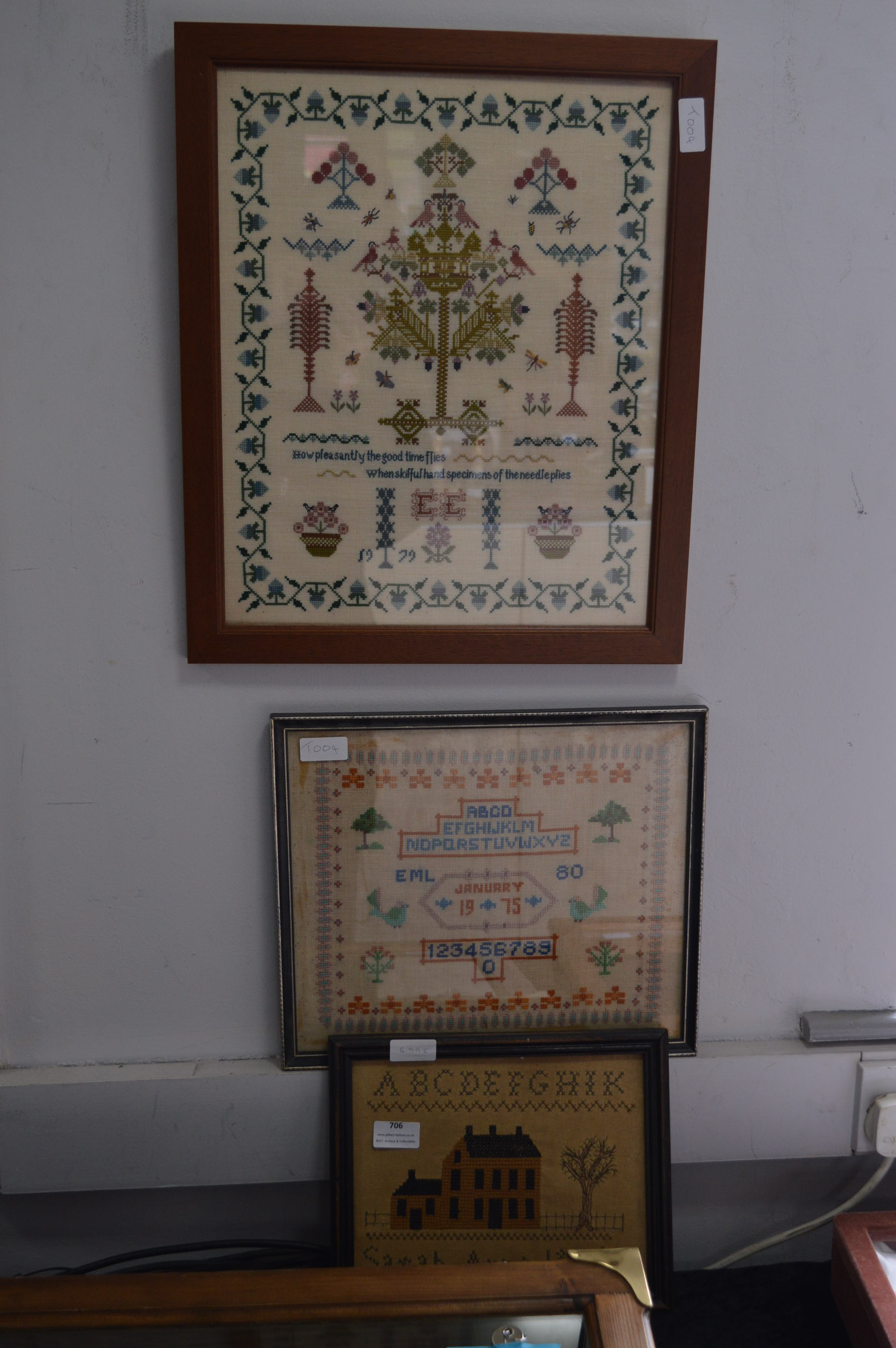 Framed Needlework Sampler - Sarah Anne 1836