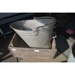 Wooden Crate and a Galvanised Bucket