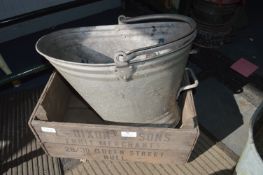 Wooden Crate and a Galvanised Bucket