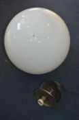 Large White Glass Globe with Light Fitting