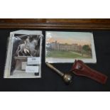 Two Vintage Postcards and a Vintage Trumpet Mouthp
