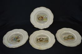 Four Victorian Wedgwood Plates Depicting Scenes from the Mercado 1885