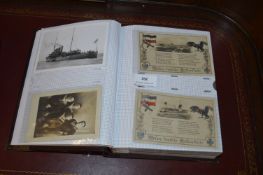 Postcard Album Containing Postcards of Naval Ships, U-Boats, etc.