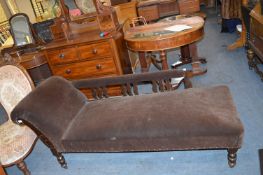 Victorian Brown Velvet Chaise Lounge