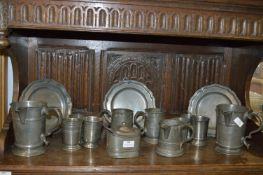 Fifteen Pieces of Victorian Pewter Ware Including Measures