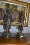 Pair of Bronze Figures - La Cigale and La Fourn