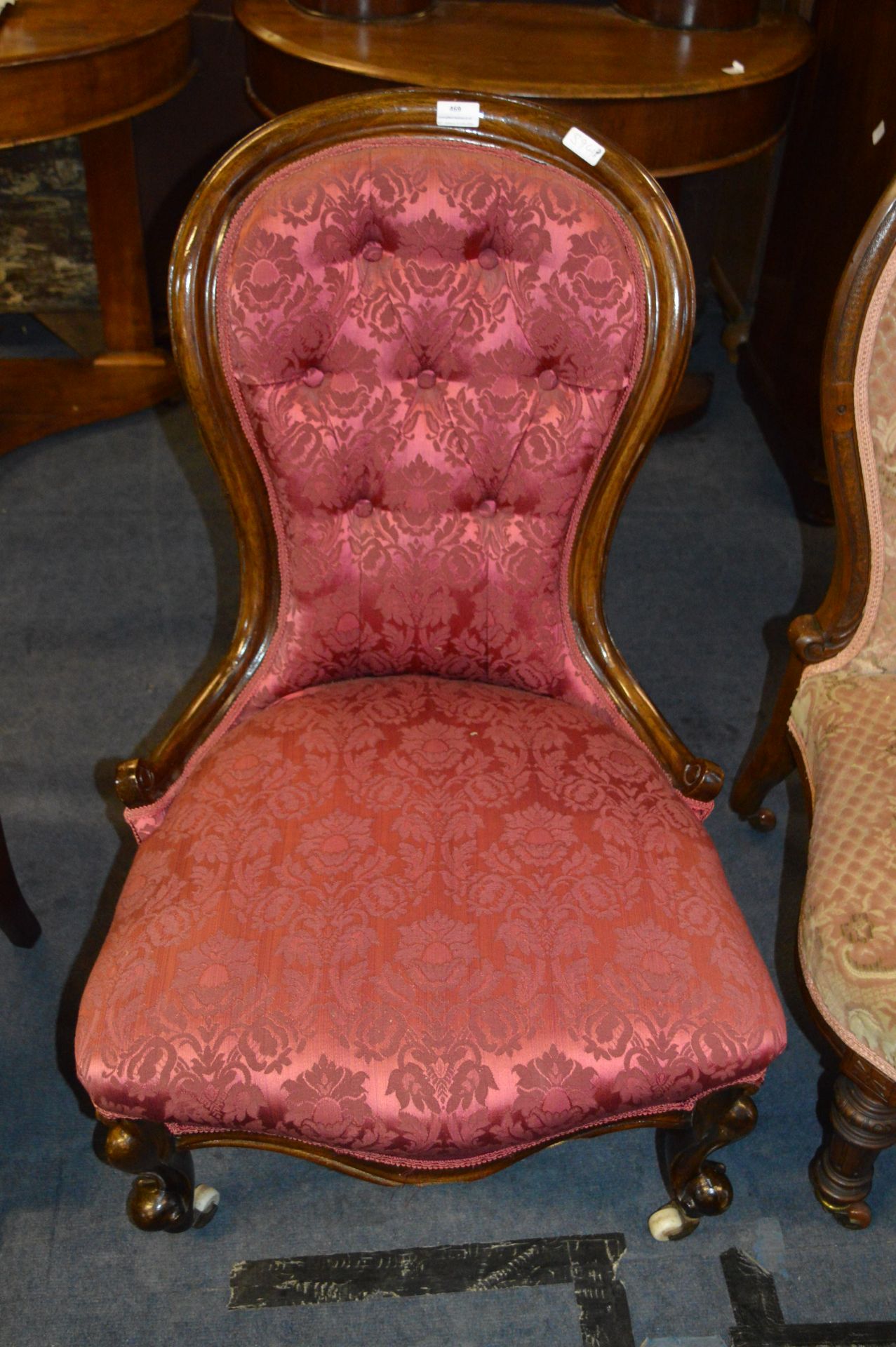 Victorian Mahogany Nursing Chair with Upholstered Seat