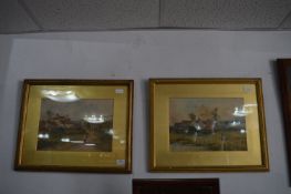 Pair of Victorian Gilt Framed Watercolours - Rural