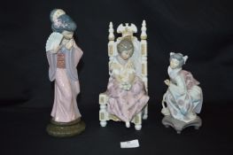 Three Lladro Figurines - Oriental Ladies (One AF)
