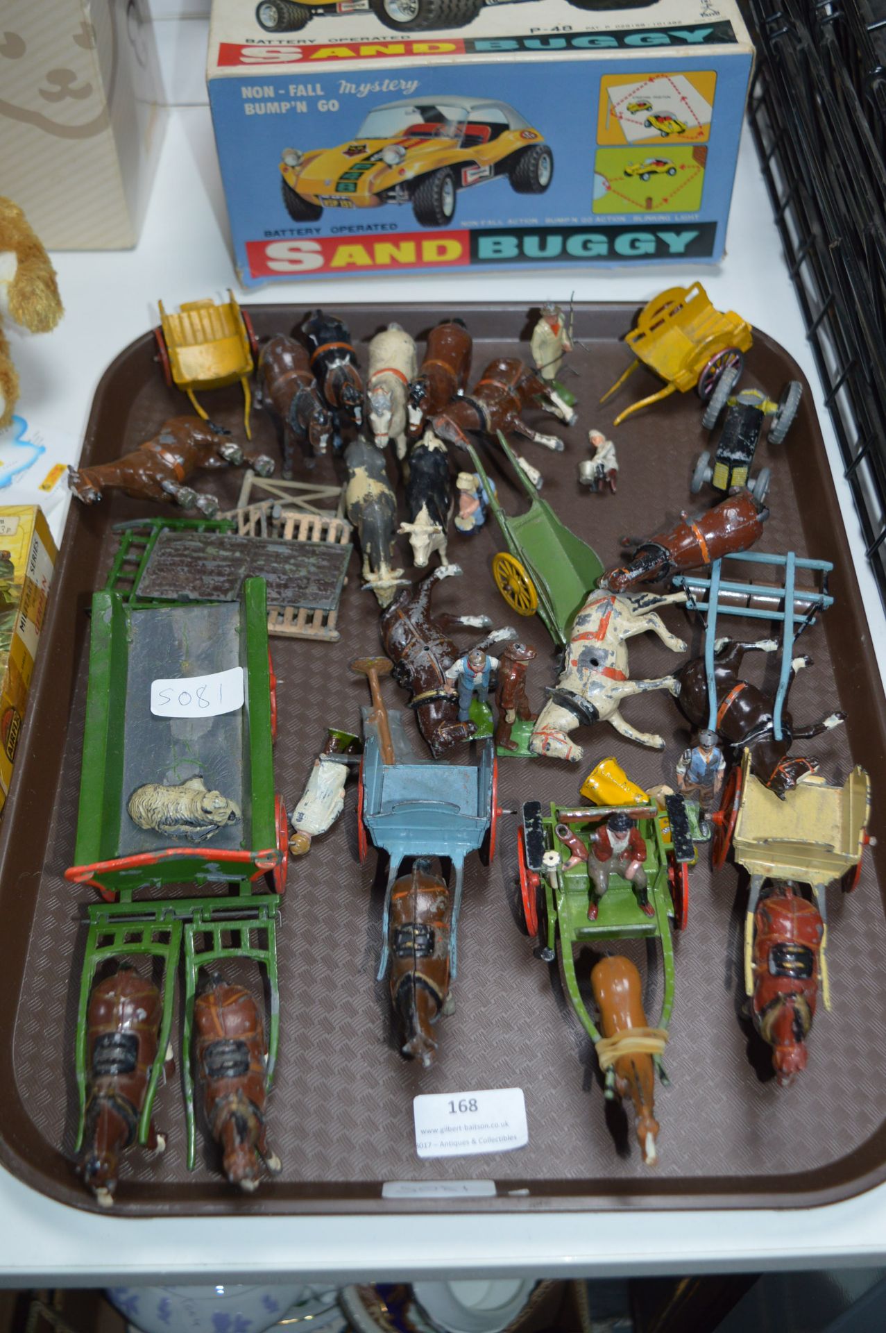 Tray Lot of Cast Britons Farm Vehicles and Horses