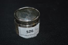 Silver Topped Glass Jar Birmingham 1849, Lid appro