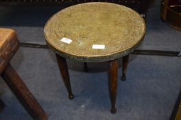Indian Brass Topped Side Table