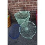 *Collection of Green Painted Wire Baskets