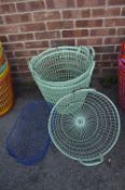*Collection of Green Painted Wire Baskets