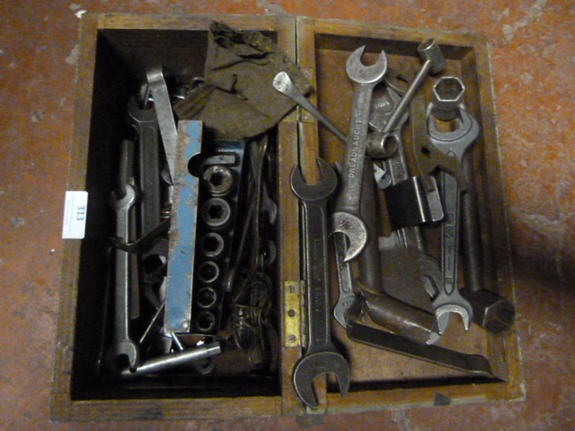 Small Pine Box Containing Spanners